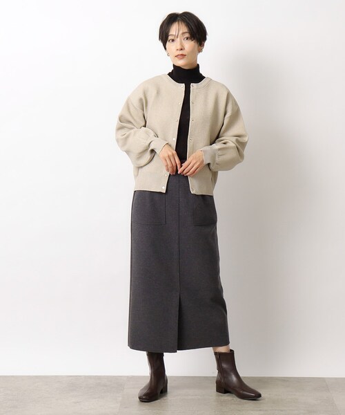 「OPAQUE.CLIP」 ニットカーディガン 38 ベージュ レディース_画像2