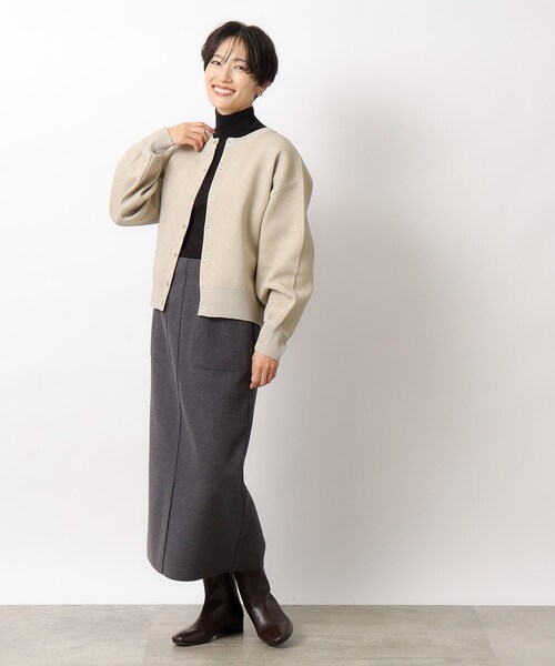 「OPAQUE.CLIP」 ニットカーディガン 38 ベージュ レディース_画像3