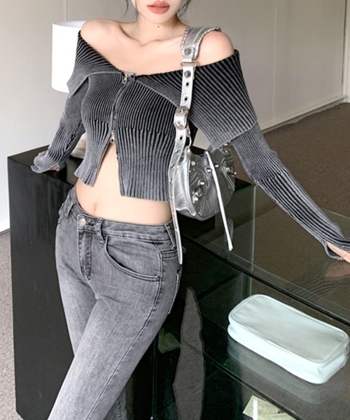 「Riff」 ニットカーディガン M モカ レディース_画像6