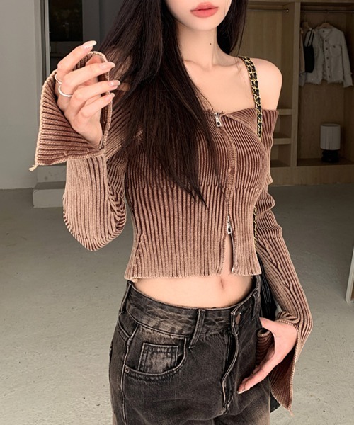 「Riff」 ニットカーディガン M モカ レディース_画像7