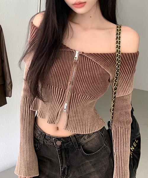 「Riff」 ニットカーディガン M モカ レディース_画像8