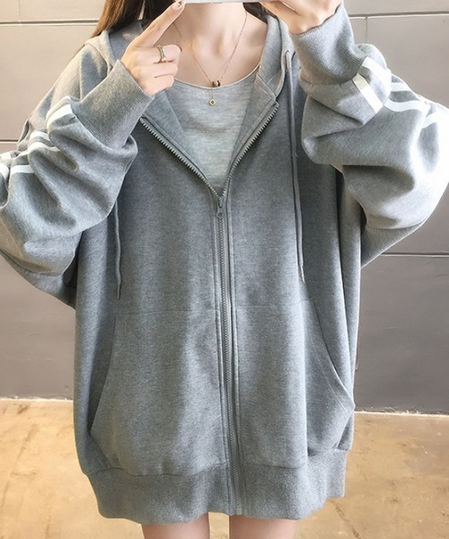 「NANEA」 「fashion」ジップアップパーカー MEDIUM グレー レディース_画像3