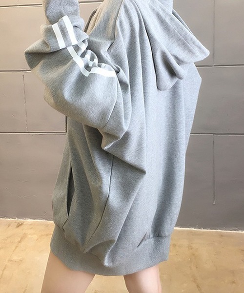 「NANEA」 「fashion」ジップアップパーカー MEDIUM グレー レディース_画像4