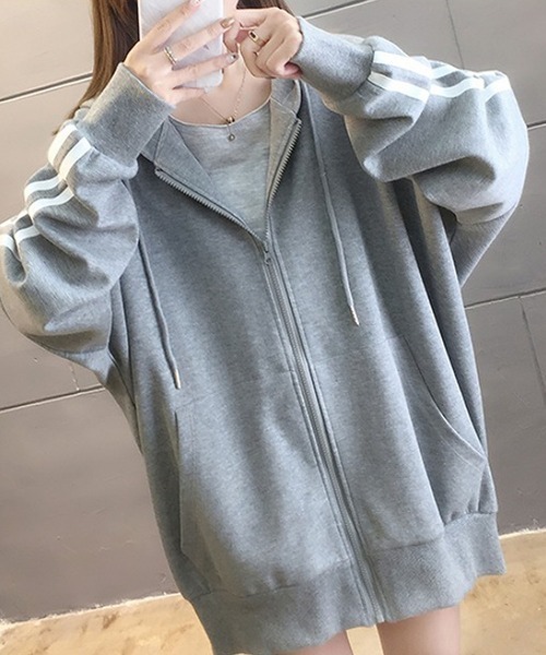 「NANEA」 「fashion」ジップアップパーカー MEDIUM グレー レディース_画像5