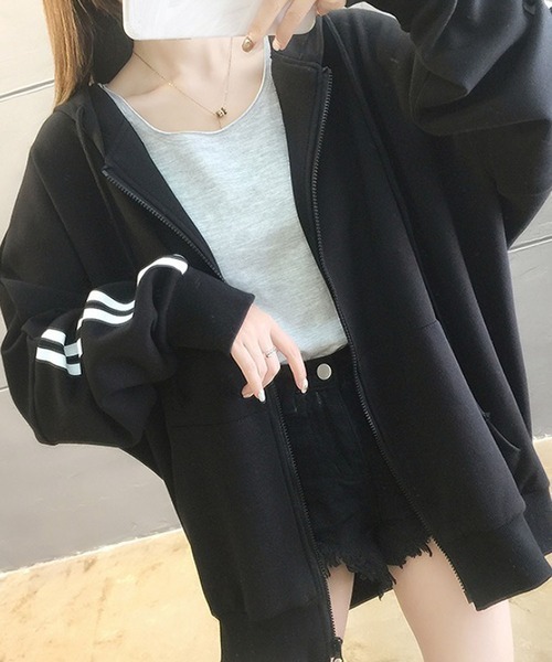 「NANEA」 「fashion」ジップアップパーカー MEDIUM グレー レディース_画像8