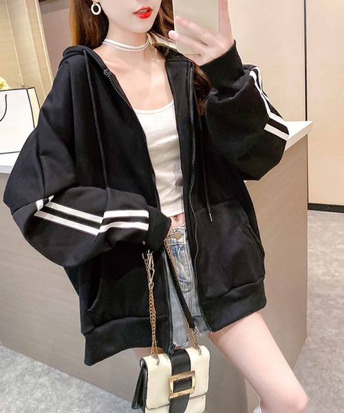 「NANEA」 「fashion」ジップアップパーカー MEDIUM グレー レディース_画像9