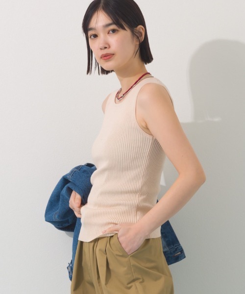 OMNES（オムネス） タンクトップ ノースリーブ 横編みリブタンクトップ