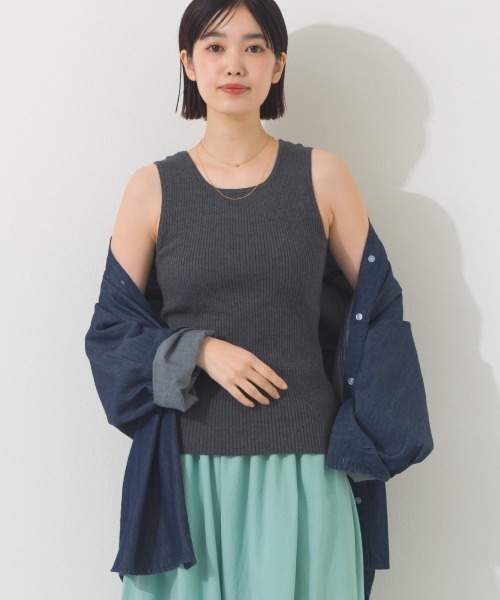 OMNES（オムネス） タンクトップ ノースリーブ 横編みリブタンクトップ