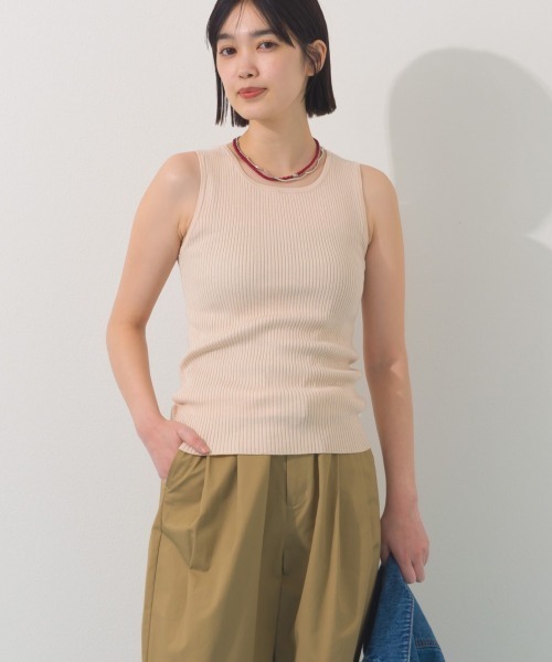 OMNES（オムネス） タンクトップ ノースリーブ 横編みリブタンクトップ