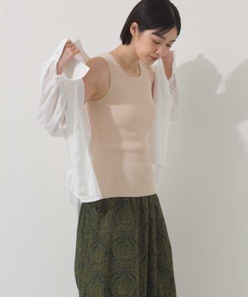 OMNES（オムネス） タンクトップ ノースリーブ 横編みリブタンクトップ