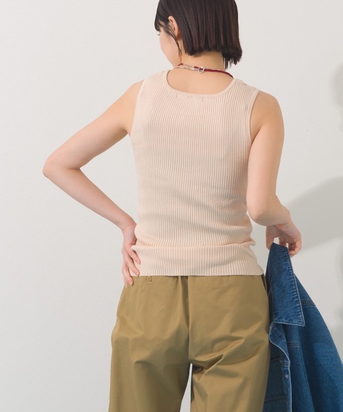 OMNES（オムネス） タンクトップ ノースリーブ 横編みリブタンクトップ
