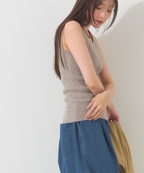 OMNES（オムネス） タンクトップ ノースリーブ 横編みリブタンクトップ