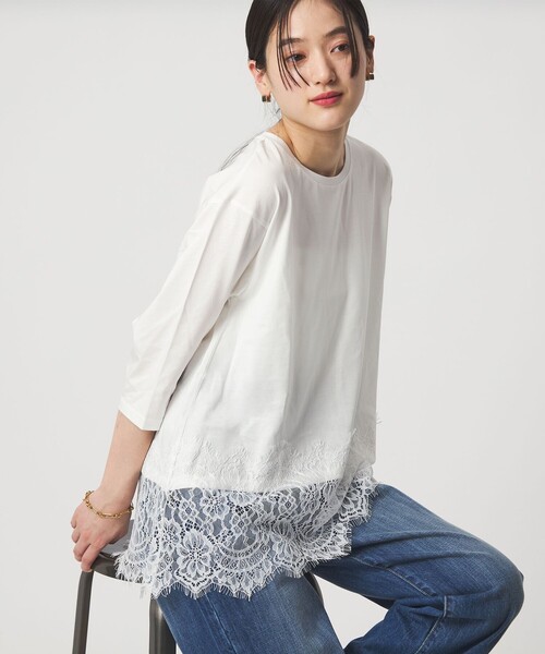 【GREEN LABEL RELAXING】黒　白　ミックスカットソー green label relaxing（グリーンレーベルリラクシング） tシャツ