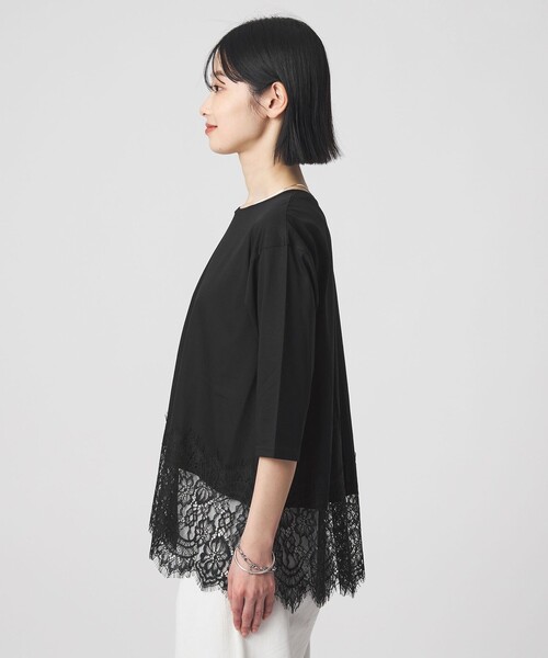 tシャツ スソ レース プルオーバー カットソー レディースの画像