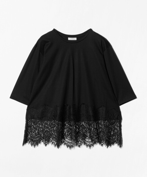 tシャツ スソ レース プルオーバー カットソー レディースの画像