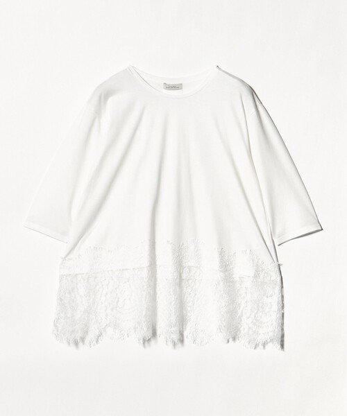 tシャツ スソ レース プルオーバー カットソー レディースの画像