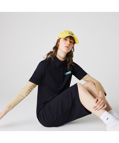 「LACOSTE L!VE」 シャツワンピース 36 ダークネイビー レディース_画像3