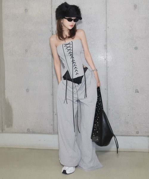 パンツ JOSE MOON / LACE HEM INNER PANTS GREY JOSE MOON（ジョゼムーン） ワイドパンツ スウェットパンツ ジャージ