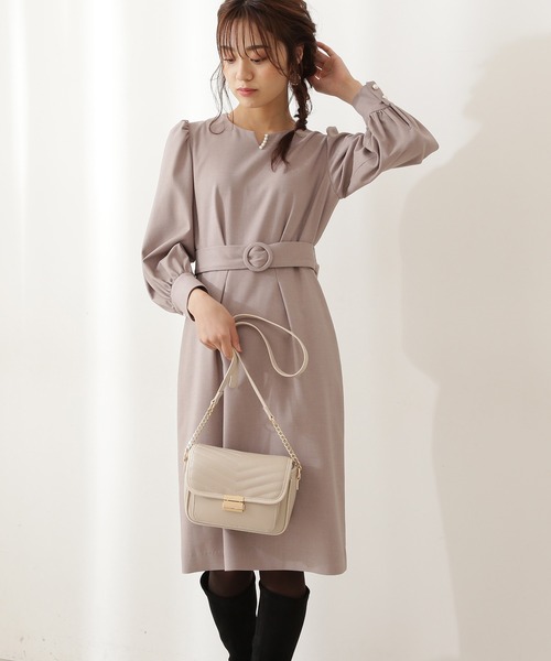 「PROPORTION BODY DRESSING」 長袖ワンピース SMALL ダークベージュ レディース_画像2