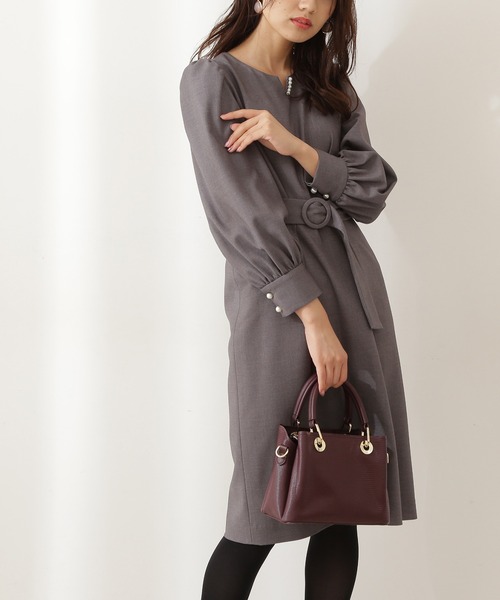 「PROPORTION BODY DRESSING」 長袖ワンピース SMALL ダークベージュ レディース_画像3