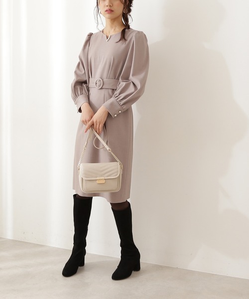 「PROPORTION BODY DRESSING」 長袖ワンピース SMALL ダークベージュ レディース_画像4