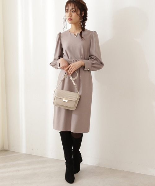 「PROPORTION BODY DRESSING」 長袖ワンピース SMALL ダークベージュ レディース_画像6