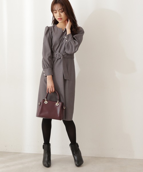 「PROPORTION BODY DRESSING」 長袖ワンピース SMALL ダークベージュ レディース_画像7