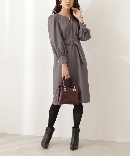 「PROPORTION BODY DRESSING」 長袖ワンピース SMALL ダークベージュ レディース_画像9