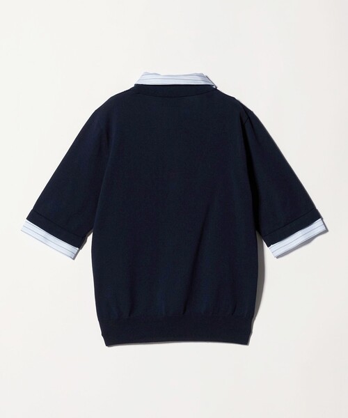 ユナイテッドアローズ ウール100% 長袖 ニットポロシャツ ネイビー UNITED ARROWS（ユナイテッドアローズ） ニット セーター ポロコンビ