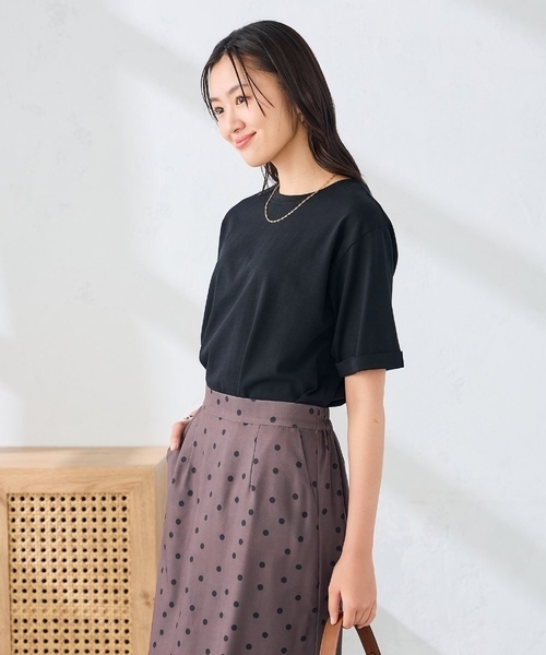 apuntob / ハーフスリーブ カットソー Tシャツ 半袖 イタリア製 紺 a.v.v（アー・ヴェ・ヴェ） tシャツ 半袖 「接触冷感/UVカット