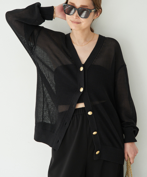Deuxieme Classe Semi Sheer Vネック カーディガン Deuxieme Classe（ドゥーズィエムクラス） カーディガン *TONIC V