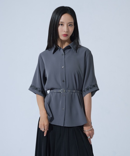 Ellno de Mavie（エルノデメヴィ） ブラウス シャツ 半袖 ハトメホソ