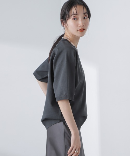 「PENNEYS」 半袖ニット「nano・universeコラボ」 FREE マスタード レディース_画像4