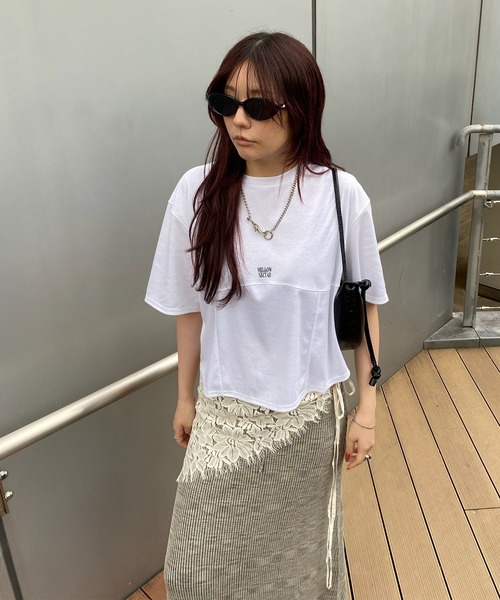 Ameri（アメリ） tシャツ 半袖 BACK OPEN SHINE TEE レディース