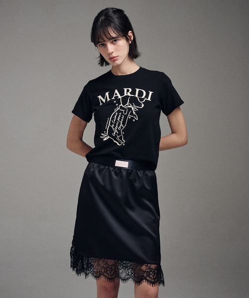 「Mardi Mercredi」 半袖Tシャツ FREE ブラック×ホワイト レディース_画像8