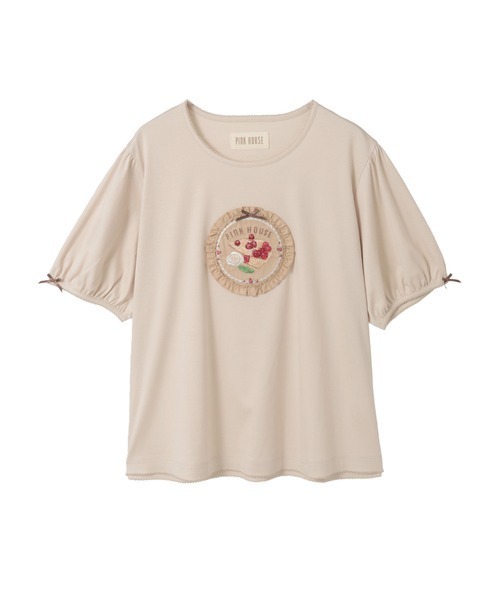 PINK HOUSE（ピンクハウス） tシャツ 半袖 クレープリー刺繍アップリケ 