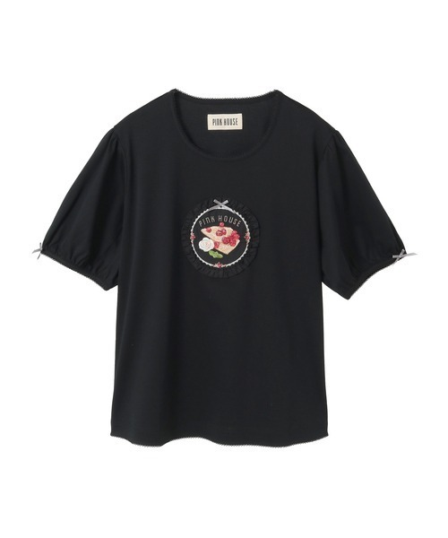 PINK HOUSE（ピンクハウス） tシャツ 半袖 クレープリー刺繍アップリケ