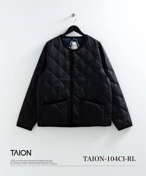 ＜TAION＞シティ パイピングフード ダウンカーディガン （ブラック）XL TAION（タイオン） カーディガン 「」「ユニセックス」シティ