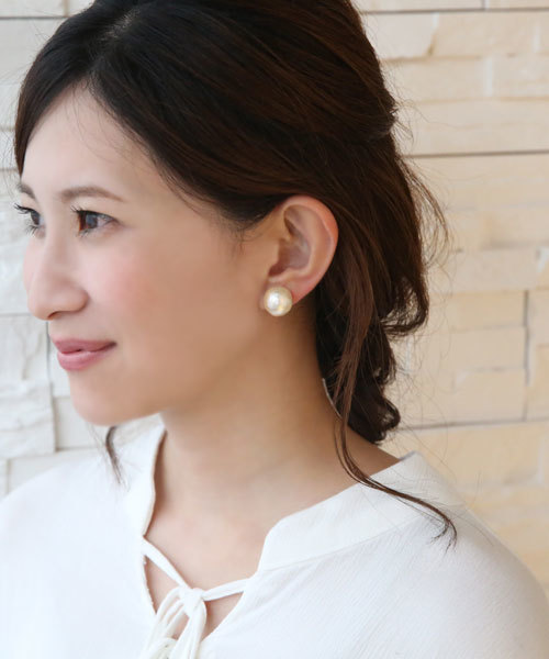 colleca la（コレカラ） ピアス 「14mm」大粒コットンパールピアス