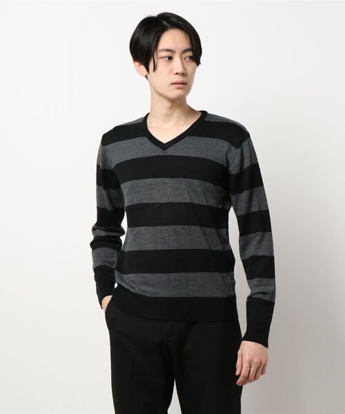 Ocasito ブラック Vネック ニット S THISIS セーター ニット Vネックセーター メンズ レディース