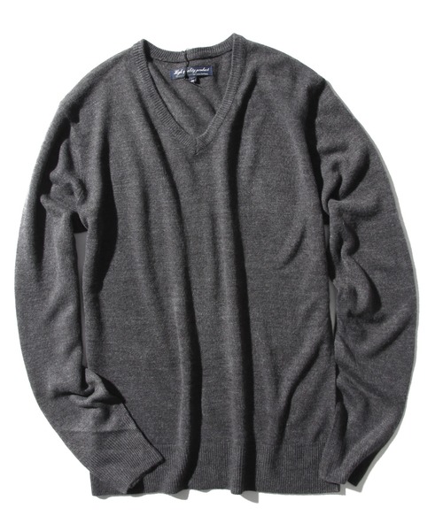 Ocasito ブラック Vネック ニット S セール】アシンメトリーVネックニットトップス（ニット/セーター