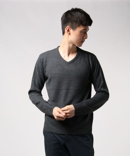 Ocasito ブラック Vネック ニット S THISIS セーター ニット Vネックセーター メンズ レディース