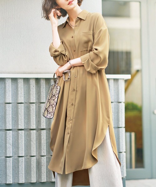 ワンピース シャツワンピース インスタグラマーhiroさん着用 スリット入りロングシャツワンピース Zozotown Paypayモール店 通販 Paypayモール