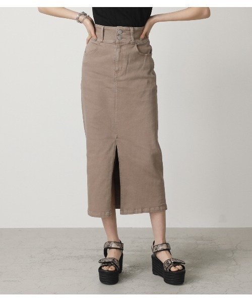 【willfully】デニムスカート ベージュ AZUL BY MOUSSY スカート デニム HIGH WAIST SLIT DENIM SK