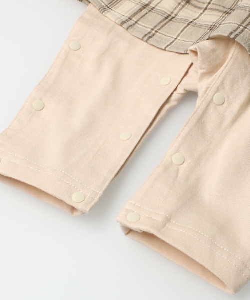 kids zoo ベビー服 ロンパース Wガーゼチェック柄オール