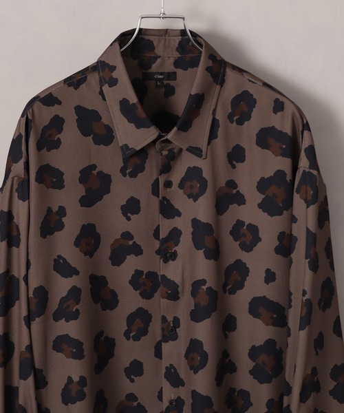 シャツ Drape Georgette Whole Pattern Oversized Shirt/とろみ