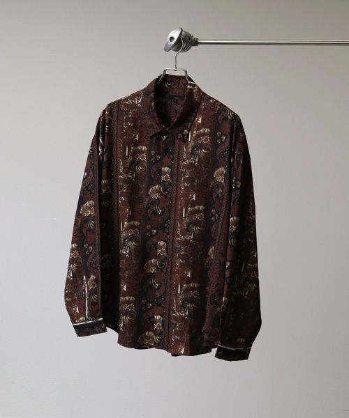 シャツ Drape Georgette Whole Pattern Oversized Shirt/とろみ