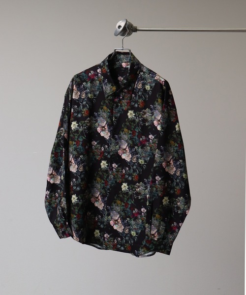 シャツ Drape Georgette Whole Pattern Oversized Shirt/とろみ