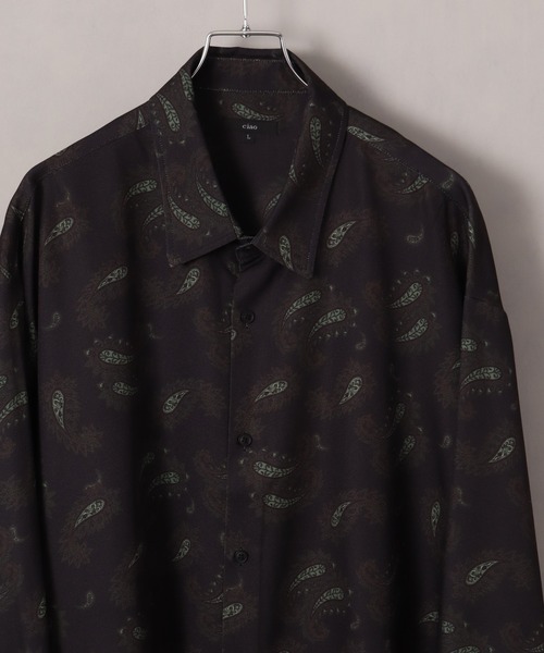 シャツ Drape Georgette Whole Pattern Oversized Shirt/とろみ