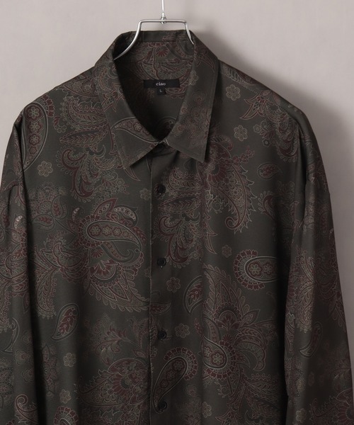 シャツ Drape Georgette Whole Pattern Oversized Shirt/とろみ